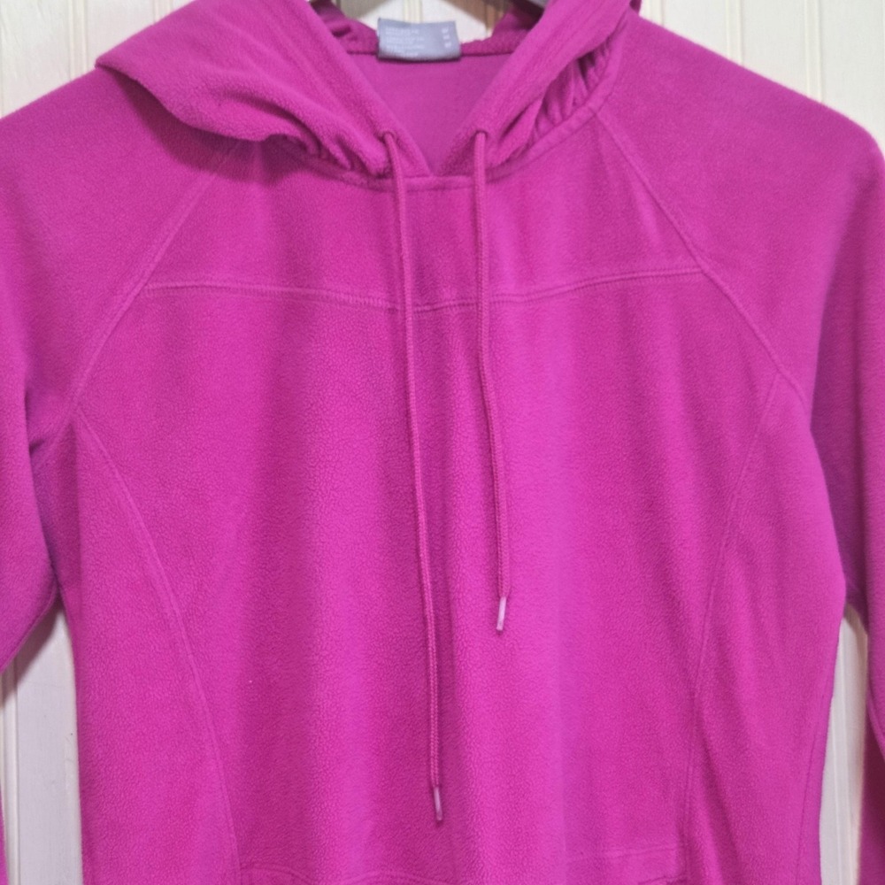 Columbia Hoodie Womens Medium‎ Pink Fleece Pullover Lined Kangaroo Pocket Hiking